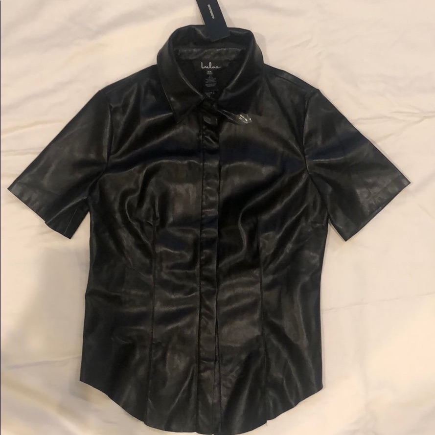 Black Leather Button Down